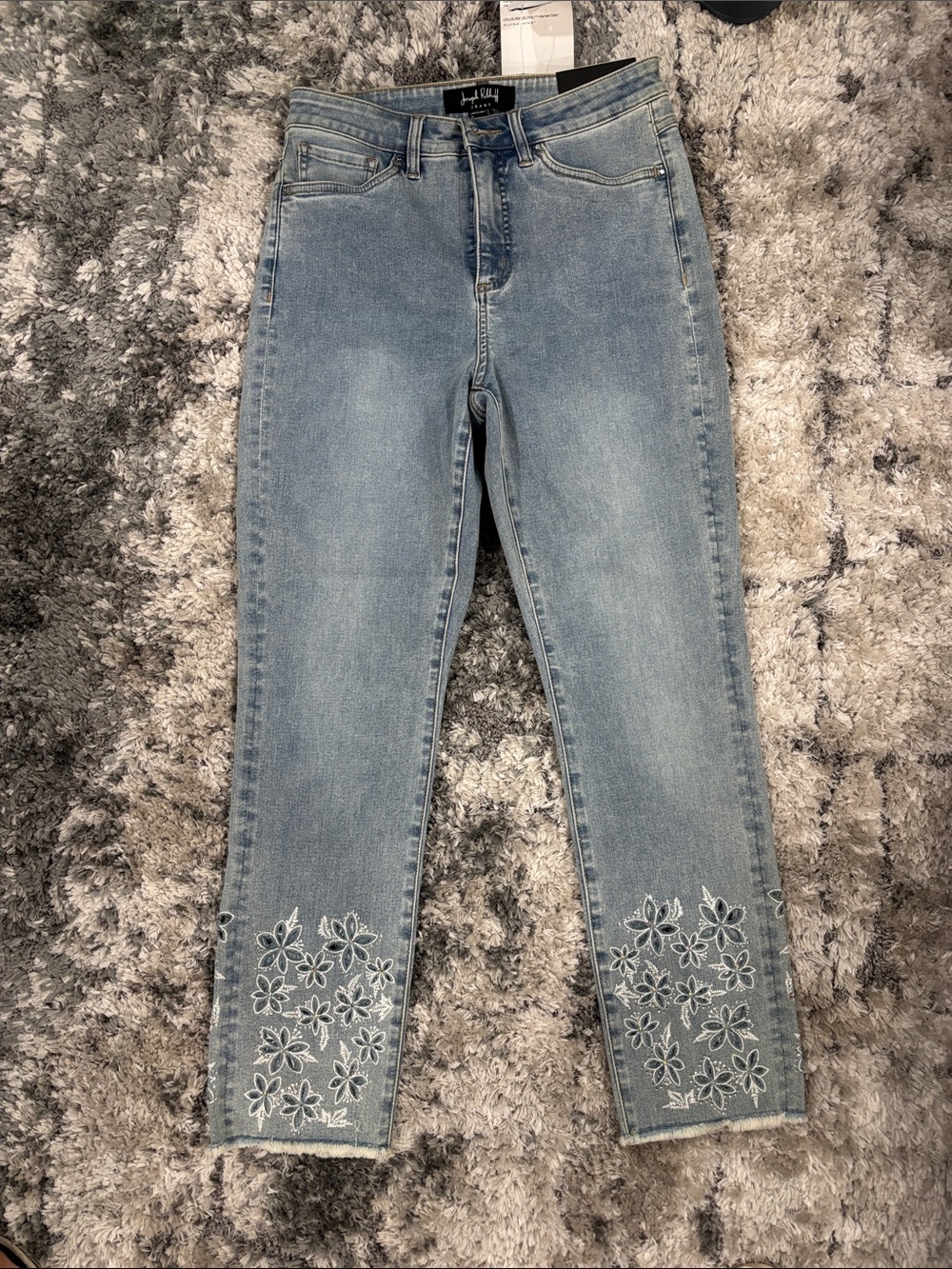 Joseph Ribkoff Light Blue Embroidered Ankle Jeans